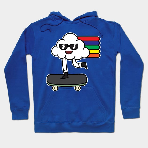 Cool Cloud Riding A Skateboard Hoodie by rudypagnel